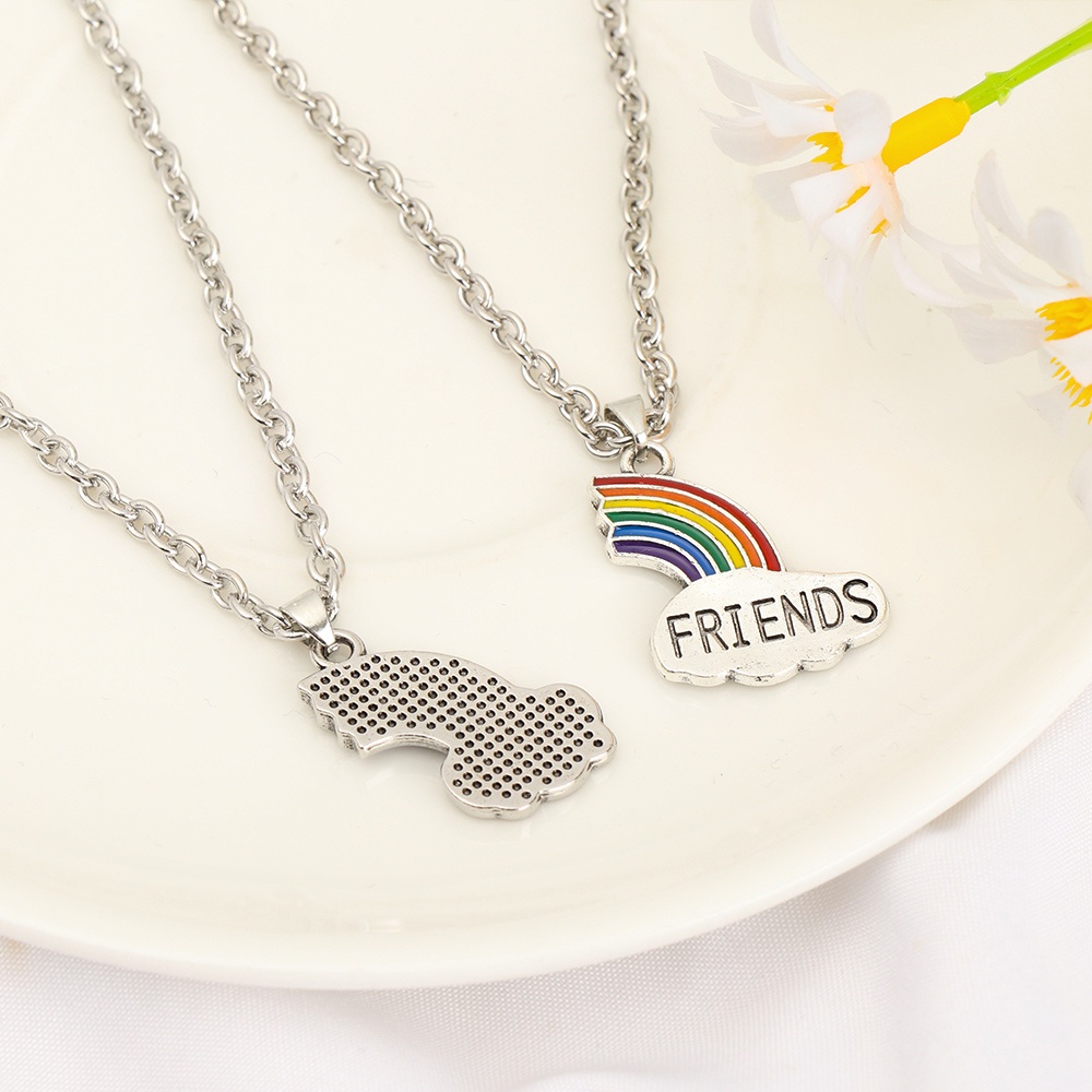 CLEVER Fashionable Rainbow Face Friendship Necklace For Cute Couple/Sisters