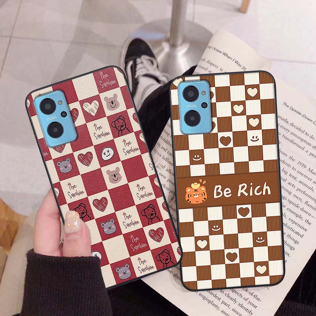 Ốp Realme 9i gấu Bear rick caro vuông thời trang siêu đẹp