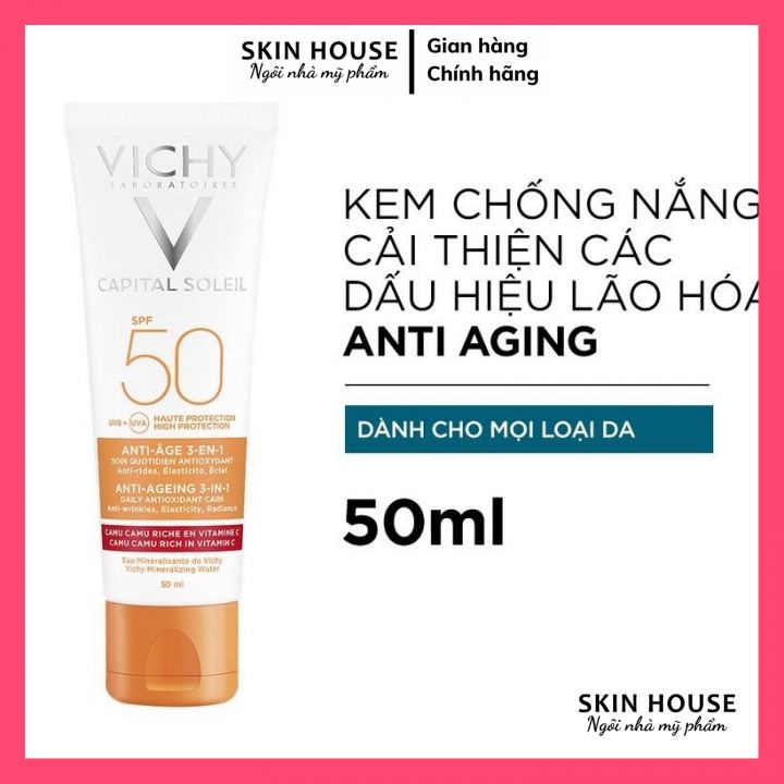 Kem Chống Nắng Ideal Vichy Capital Soleil Anti-Aging SPF50 PA+++UVA &amp; UVB 50ml