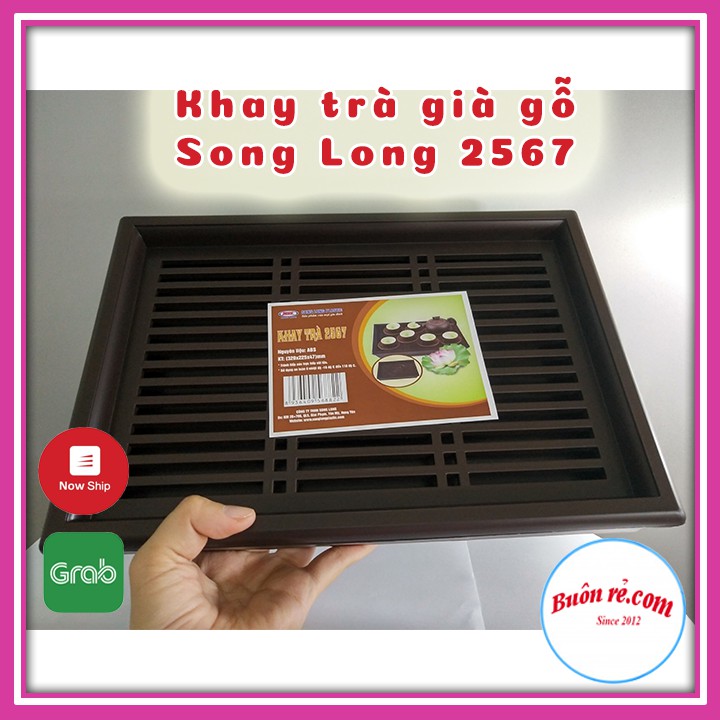 Khay trà nhựa giả gỗ size trung Song Long 2567 _br00387