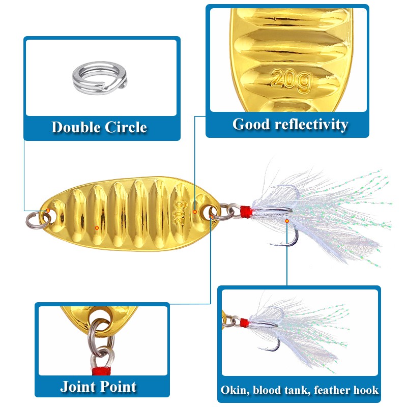 SPINNER Mồi Câu Cá Giả Bằng Kim Loại