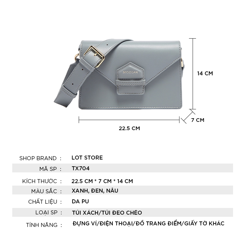 Túi đeo chéo MICOCAH nữ đi chơi giá rẻ đẹp da mềm đi học cá tính LOT STORE TX704