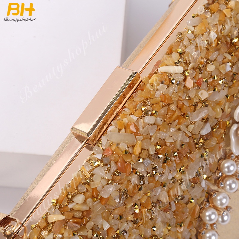 Ví Dự Tiệc Cầm Tay Đính Đá Lấp Lánh Phong Cách Âu Mỹ Mới