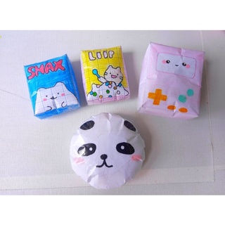 Squishy giấy Bmo, snack, ngũ cốc, gấu trúc