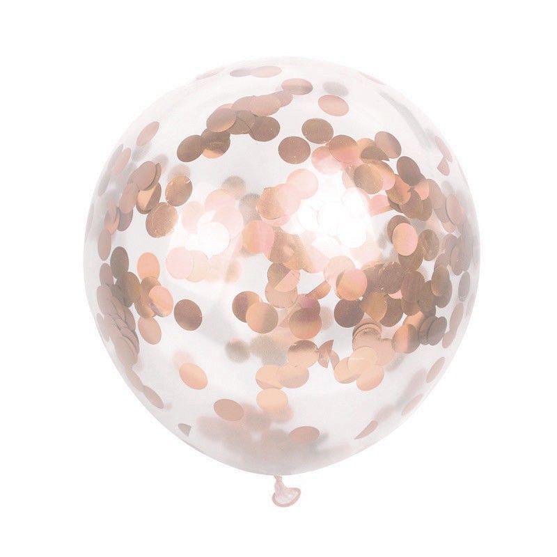 Bộ 2 bong bóng khí Heli kèm bông giấy màu vàng hồng dùng trang trí đám cưới /sinh nhật