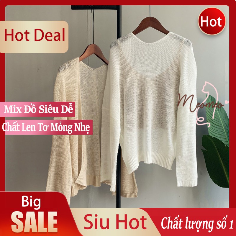 Áo Khoác Cardigan Nữ Lưới - Áo Khoác Mỏng Len Dệt Kim Lên Form Nhẹ Nhàng Mix Đồ Thoải Mái