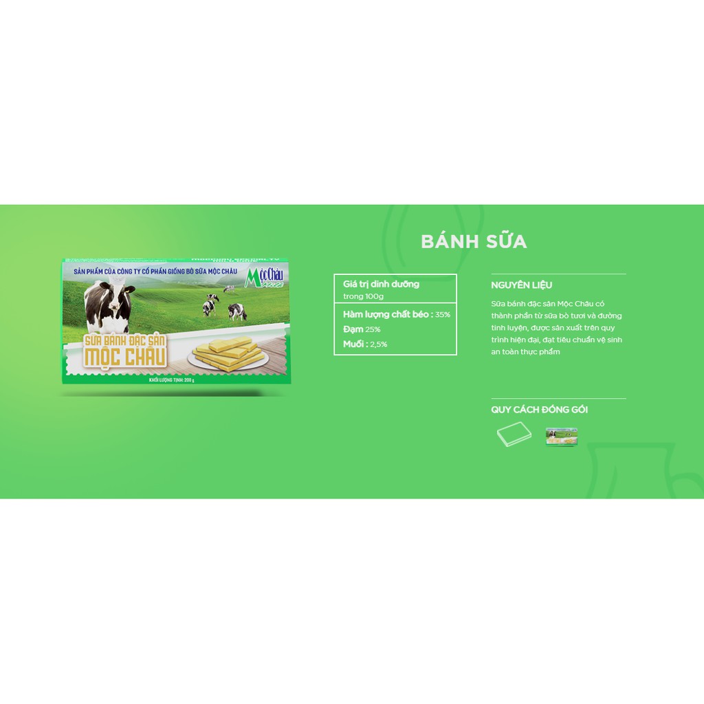 Bánh Sữa Đặc Sản Mộc Châu gồm: Bánh Vàng, Bánh Xanh, Ca Cao