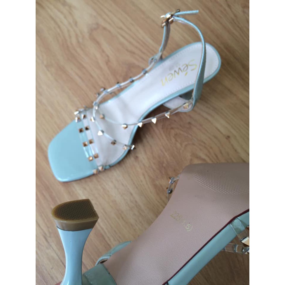 THANH LÝ G269 Giầy Sandal Xăng đan xanh phối đinh Size 35.5