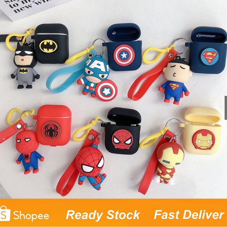 Vỏ Silicon Bảo Vệ Hộp Sạc Tai Nghe Airpods Hình Siêu Anh Hùng Marvel