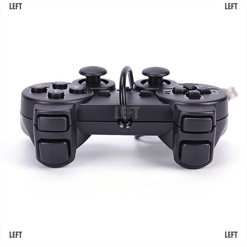 LEFT Black USB Dual Shock PC Computer Wired Gamepad Game Controller Joystick