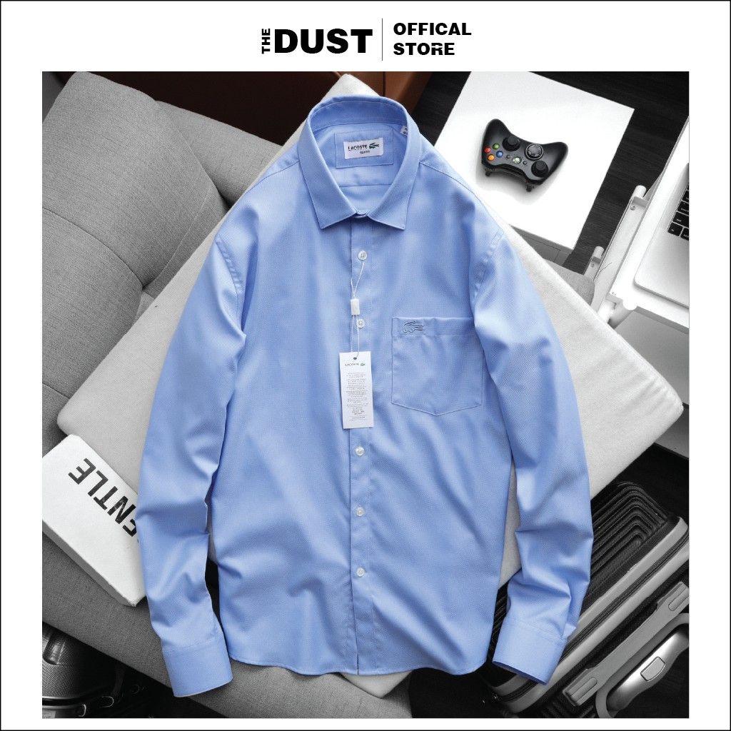 Áo sơ mi nam dài tay trơn cổ bẻ basic LCT -  form slimfit, Áo sơ mi nam công sở vải hạt cao cấp