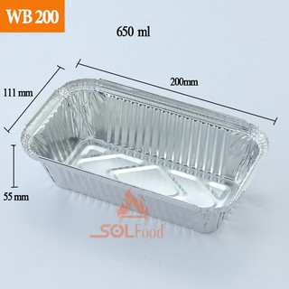 Set 50 Hộp giấy bạc (Khay nhôm có nắp) Đựng thực phẩm dùng 1 lần mã WB200 - 650ml - Có chứng nhận ATTP