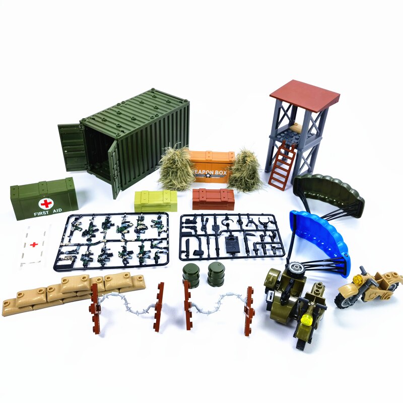 Bộ 50 / 100 Túi Cát Quân Đội WW2 Đồ Chơi Cho Bé MOC