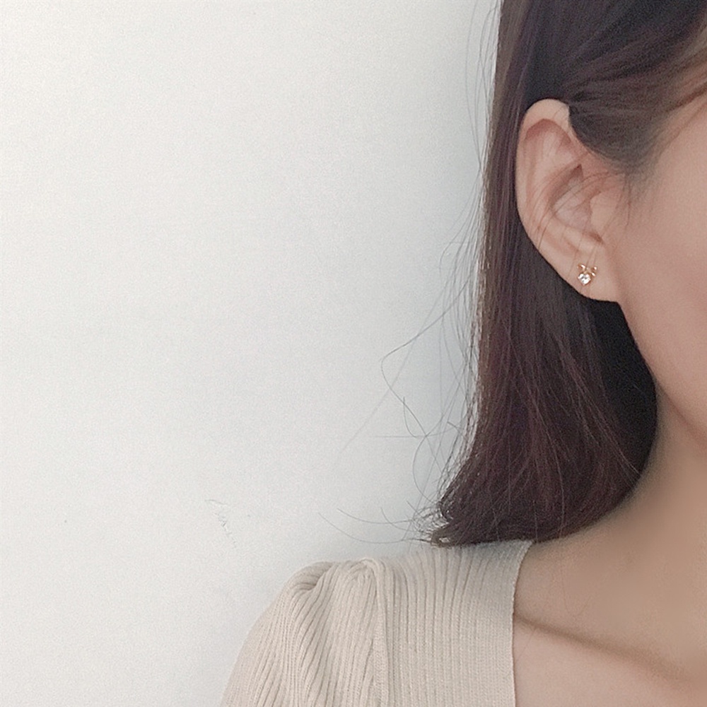 Bông Tai Mạ Bạc 925 Hình Bướm Đính Đá Zircon Phong Cách Hàn Quốc Cho Nữ