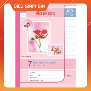Vở kẻ ngang Klong 4Season - 300 trang; Ms 822 - sỉ ib