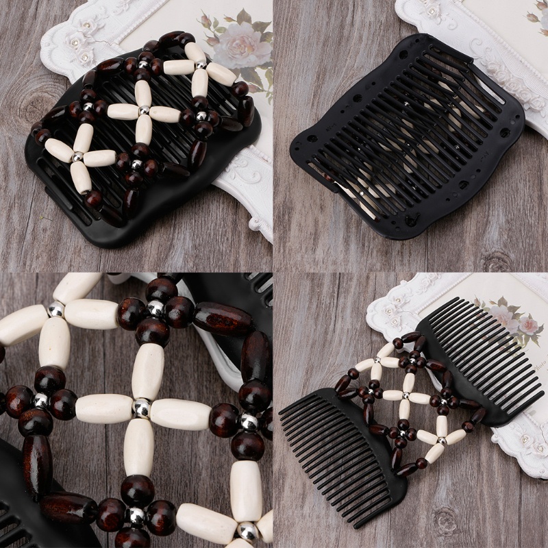 Lược Đôi Cài Tóc Đính Hạt Phong Cách Retro Cho Nữ