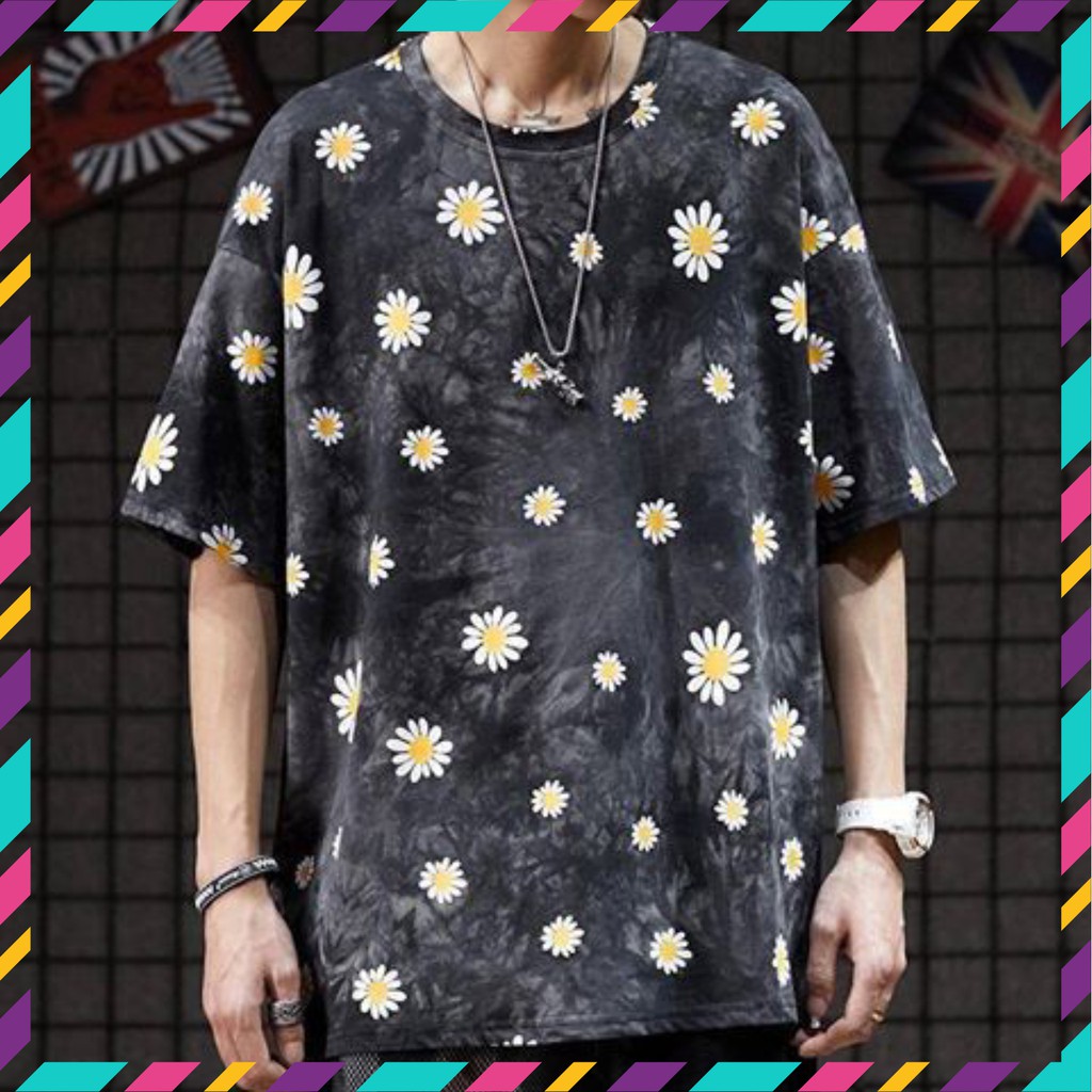 Áo thun tay lỡ unisex HOA CÚC màu loang form rộng siêu hot -A16 | BigBuy360 - bigbuy360.vn