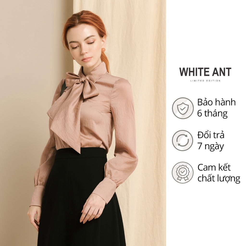 Áo Sơ Mi Nữ Công Sở Dài Tay WHITE ANT Thiết Kế Cổ Buộc Dây Nơ Điệu Đà, Chất Liệu Vải Modal Cao Cấp Co Giãn Nhẹ 171432045