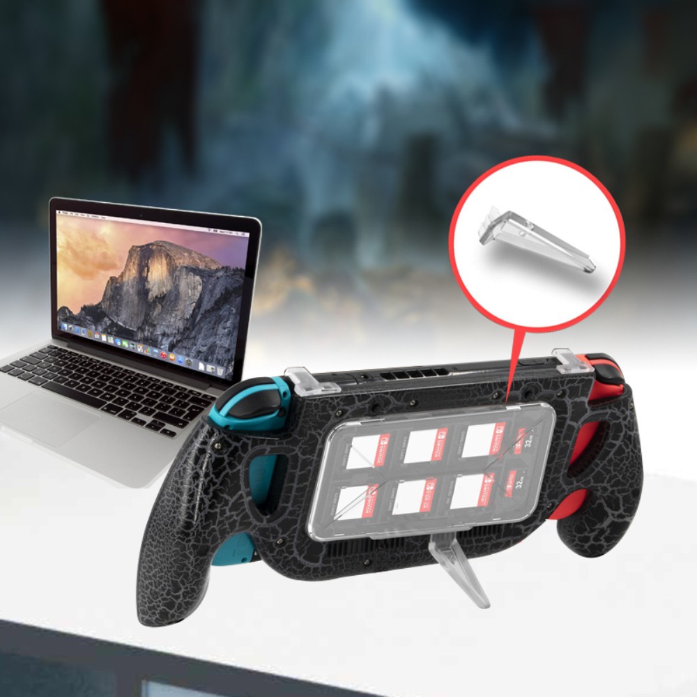 Tay Cầm Chơi Game Màu Xanh Dương Kèm Giá Đỡ Và Hộp Sạc Type C Cho Switch Pro | BigBuy360 - bigbuy360.vn