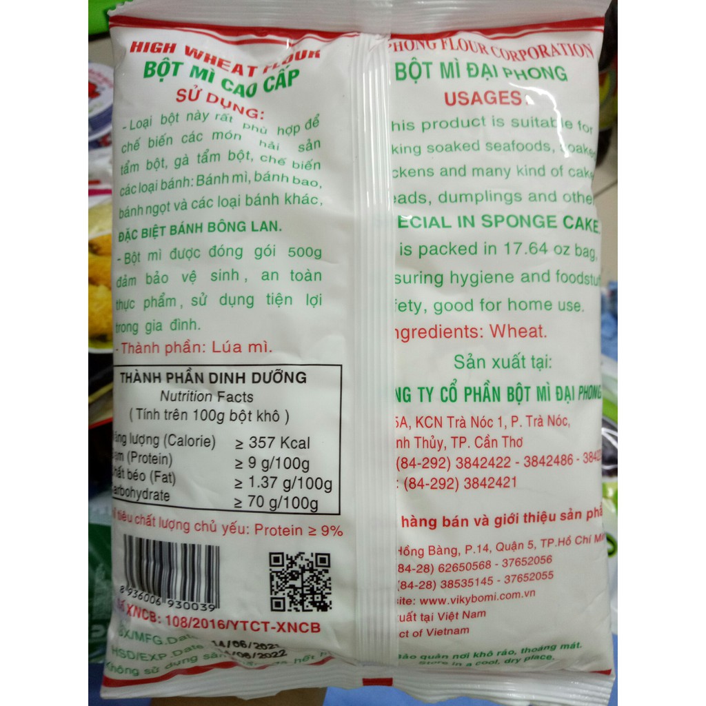 Bột mì đa dụng số 8, gói 500g