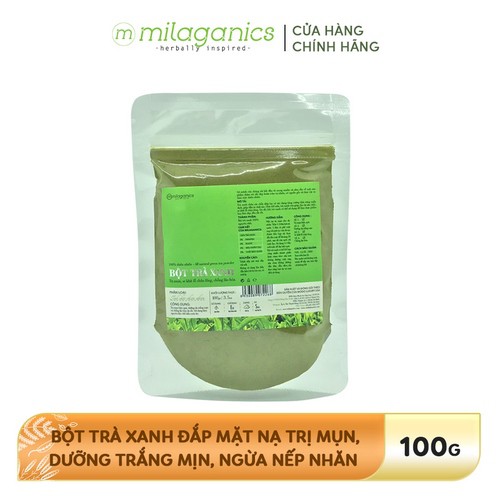 Combo 3 Gói bột trà xanh, cám gạo và khoai tây thiên nhiên MILAGANICS (100g/gói)