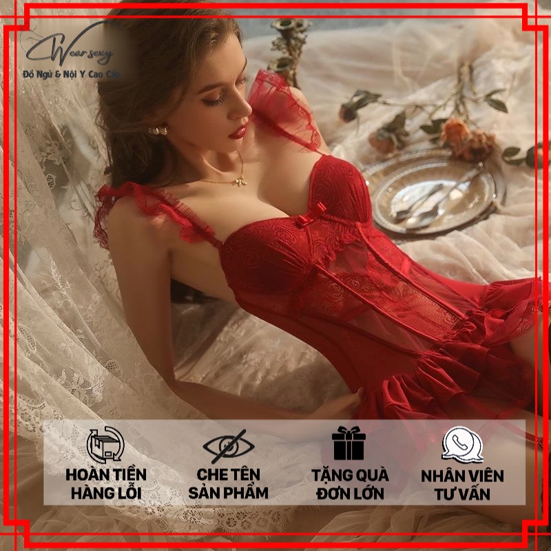 Bộ Croset Ôm Sát Có Gọng Nâng  MS1738 [CWEAR.SEXY_ĐỒ NGỦ &amp; NỘI Y CAO CẤP]