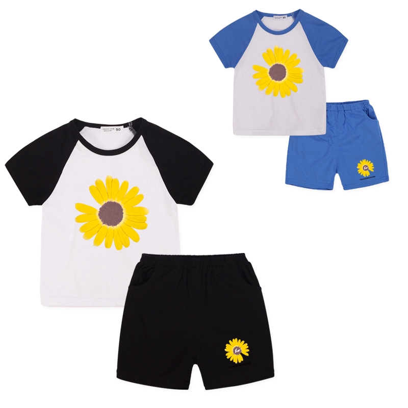 Set Áo Thun Tay Ngắn 100% Cotton 6 Màu &amp; Quần Dài Cho Bé