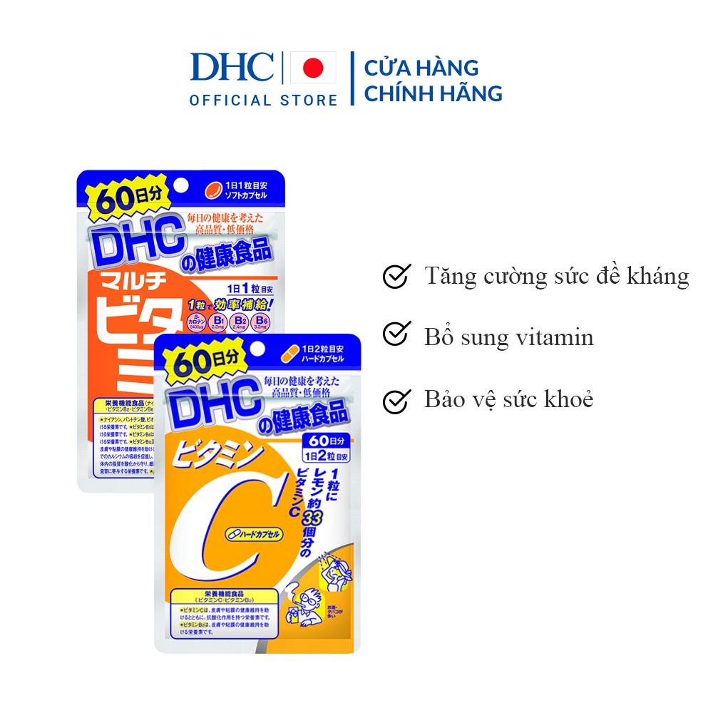 Combo Viên uống DHC Vitamin C và Viên uống Tổng hợp - Hỗ Trợ Sức Khoẻ 60 Ngày | Thế Giới Skin Care