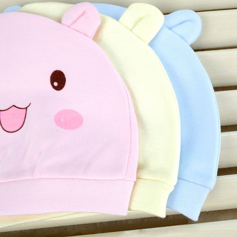 Mũ Beanie Cotton Họa Tiết Mặt Cười Đáng Yêu Cho Bé