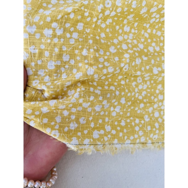 Vải linen đũi màu vàng hoa nhí