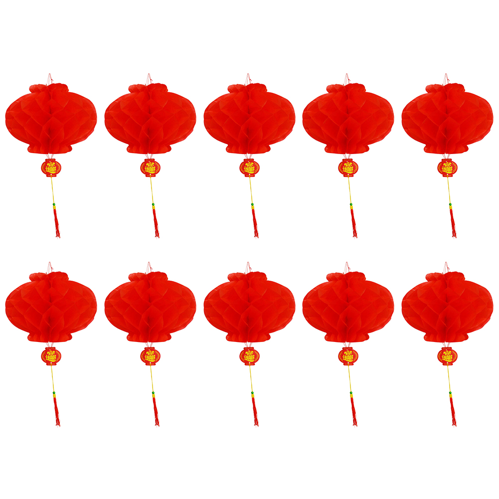 Set 10 Đèn Lồng Đỏ Bằng Nhựa Phong Cách Trung Hoa Dùng Để Trang Trí Tiệc Cưới