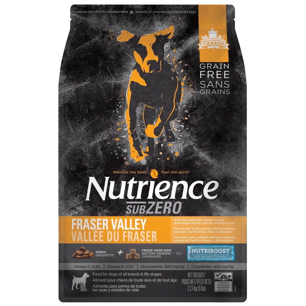 [DINH DƯỠNG CAO] BAO 2,27KG HẠT CHO CHÓ NUTRIENCE SUBZERO DOG VỊ GÀ TÂY, CÁ HỒI, CÁTRÍCH &amp; CÁ TUYẾT – THỨC ĂN CHO CHÓ