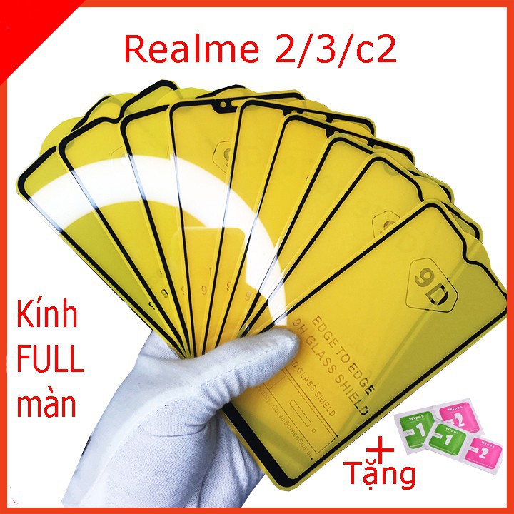 Cường lực REALME 2, REALME 3, REALME C2, REALME 5, REALME 6, REALME C11, REALME V15 Tặng kèm giấy lau kính khô và ướt