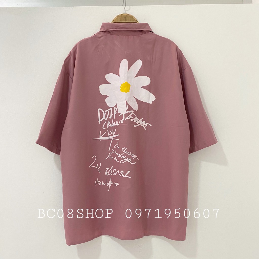 Áo Sơ Mi Tay Lỡ HOA CÚC Unisex dáng rộng 2 màu ĐEN HỒNG có size - BC076 | BigBuy360 - bigbuy360.vn