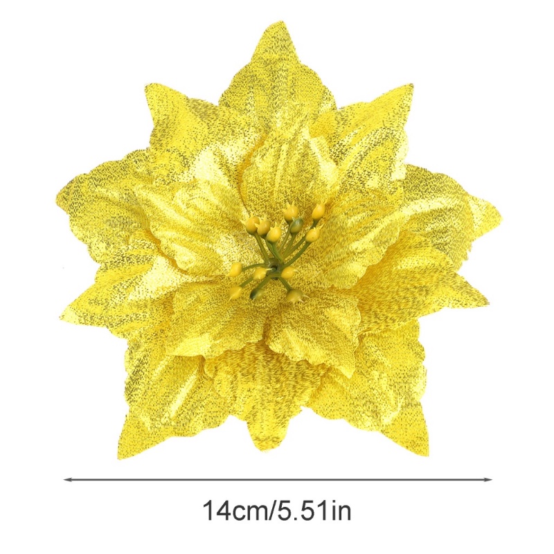 Bộ 5 Bông Hoa Nhân Tạo 3 Lớp Dùng Trang Trí Cây Thông Giáng Sinh Năm Mới