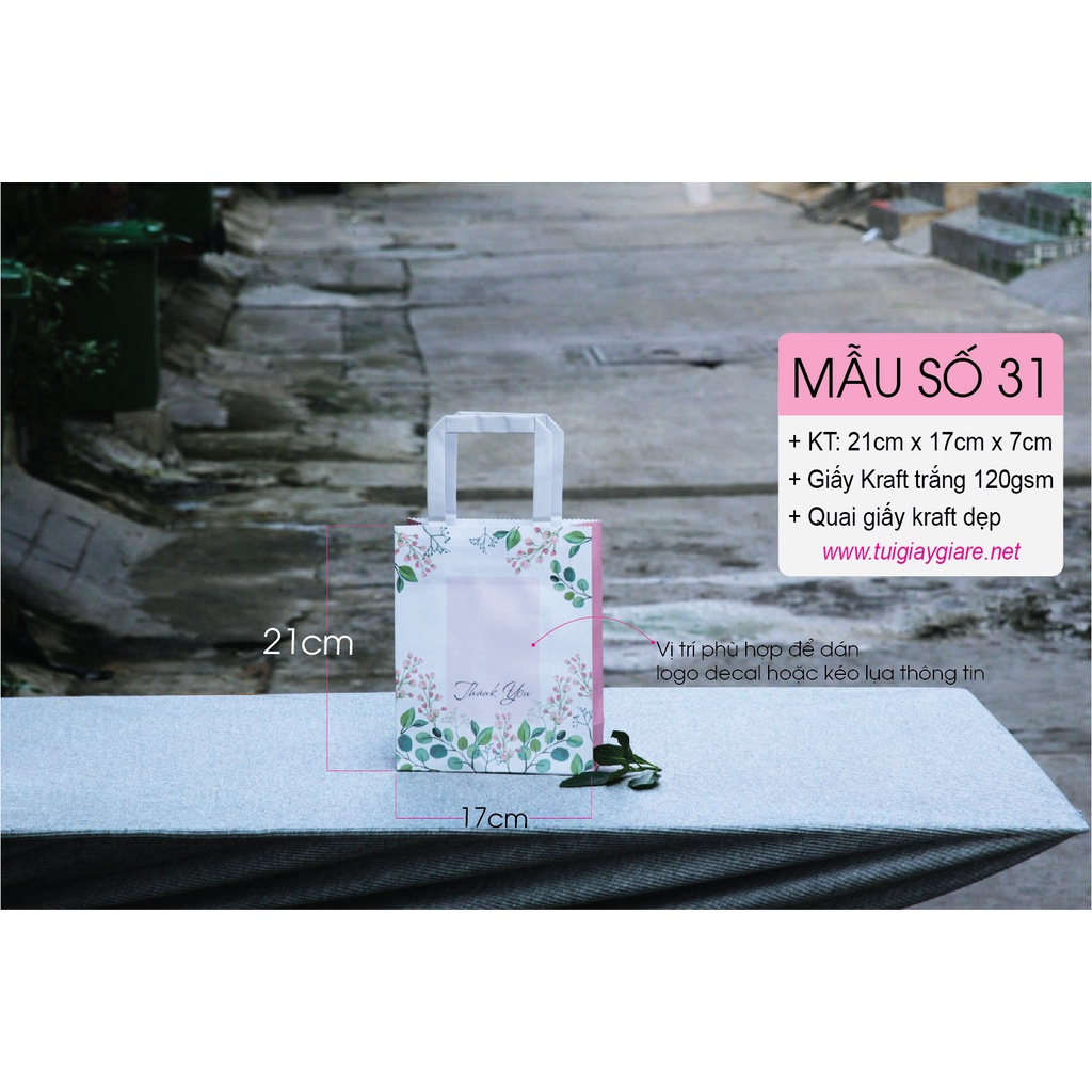 25 cái - Túi giấy kraft cỡ A5 đựng quà tặng thời trang mỹ phẩm nước hoa - Mẫu số 31 Hồng bông