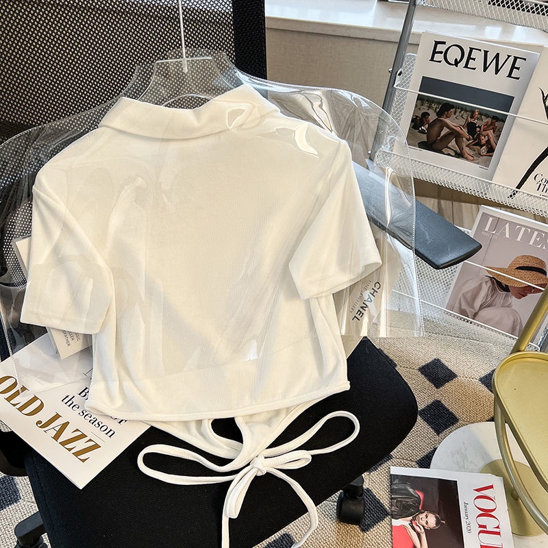 Áo polo Ngắn Tay Cột Dây Thời Trang Mùa Hè Cho Nữ