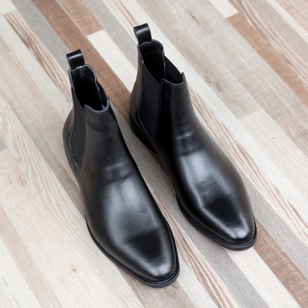 Chelsea Boots thời trang nam chất liệu da bò đế độn 3.5cm