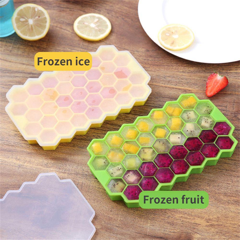 Khuôn Làm Đá Viên Bằng Silicone Hình Tổ Ong Có Nắp Tháo Rời Và Tái Sử Dụng