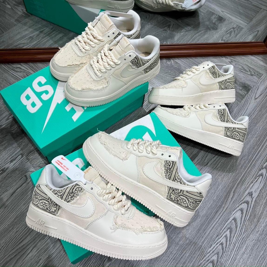 Giày AF1 denim tie dye xanh loang vải bò, giầy sneaker air fore one Dây Thừng Bản Chuẩn Hot Nhất 2022