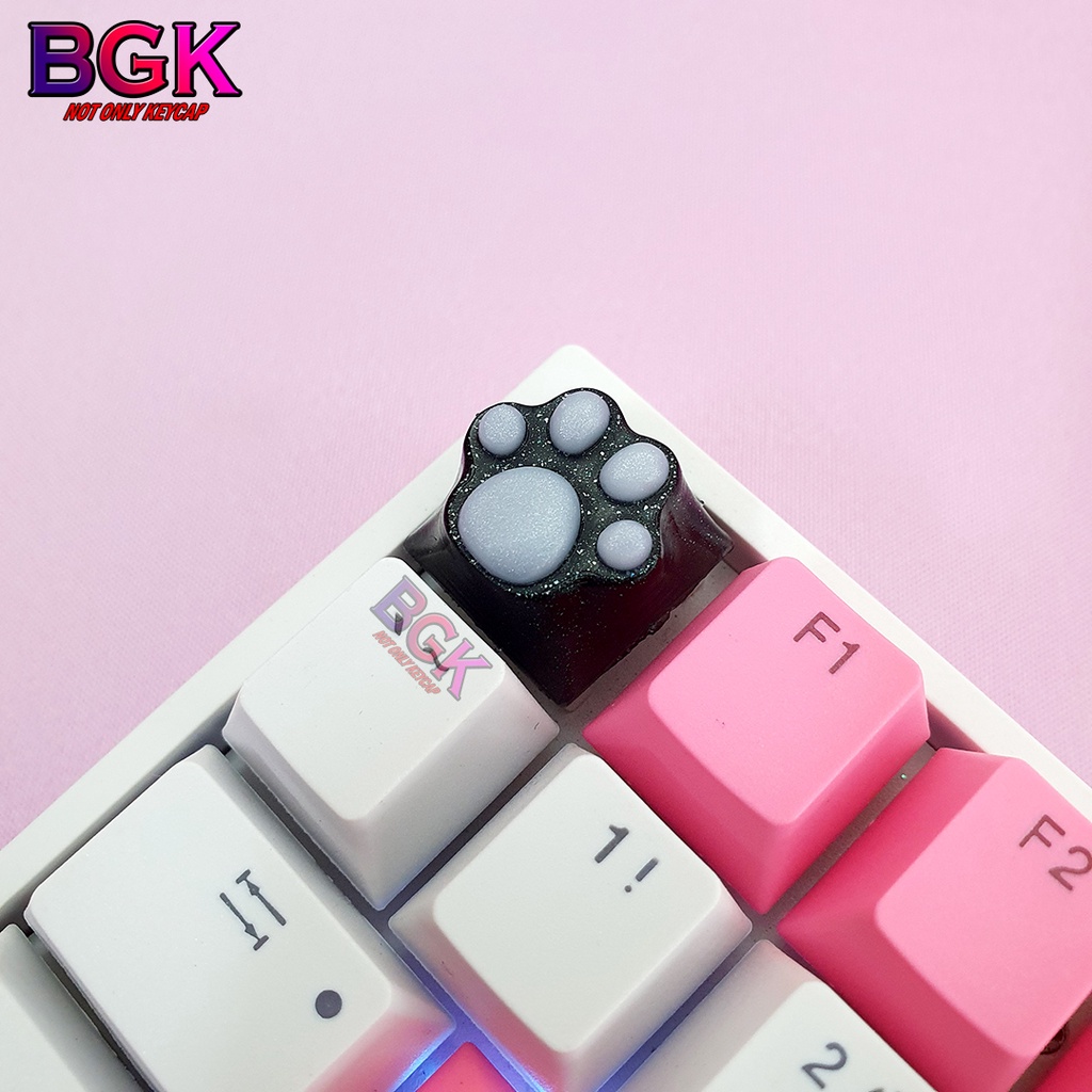 Keycap Lẻ Artisan Chân Mèo dễ thương màu Đen Trắng ( cast resin nhiều lớp, keycap resin độc lạ )