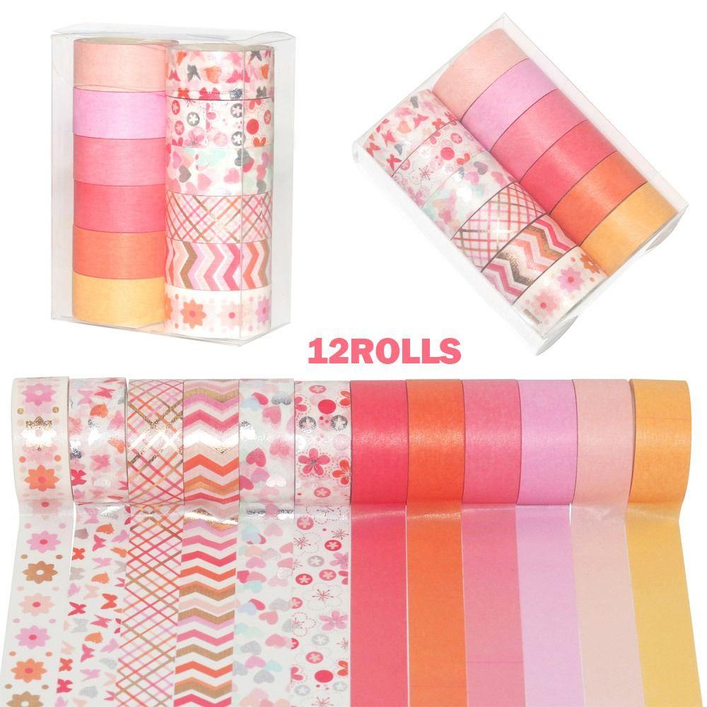 CHOOKEY Set 12 Cuộn Băng Dính Màu Đỏ Trang Trí Sổ Lưu Niệm Thời Trang