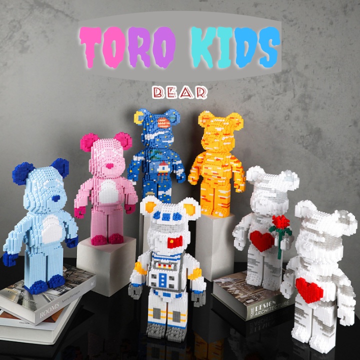 Mô hình lắp ráp gấu bearbrick cỡ lớn 30cm - 36cm, Đồ chơi lắp ráp