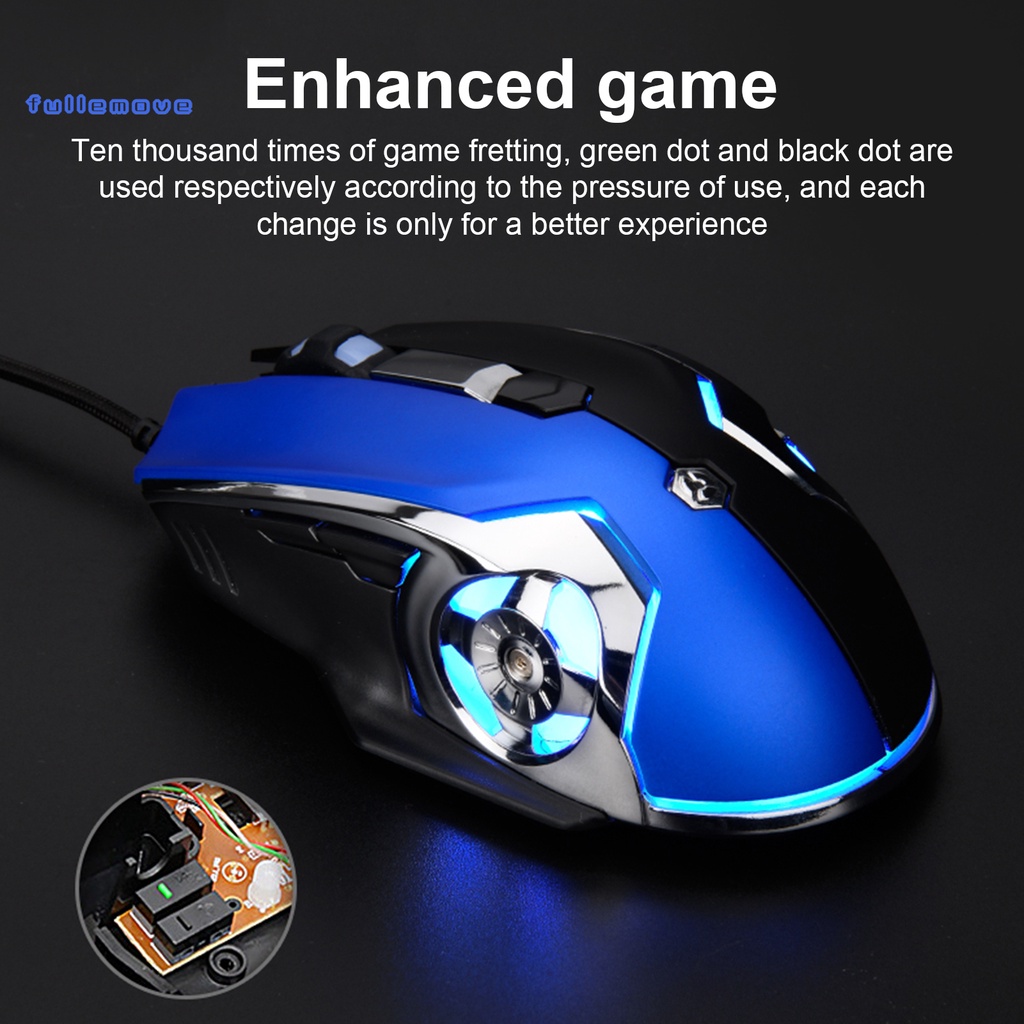 FM  5 Colors Optional Desktop Mouse Ergonomic Game Wired Mouse High Sensitivity for Computer