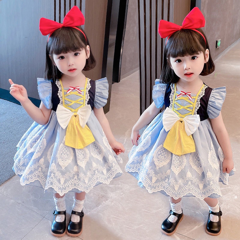 Disney Đầm Công Chúa Barbie Màu Trắng Thời Trang Mùa Hè Phong Cách Lolita Cho Bé Gái