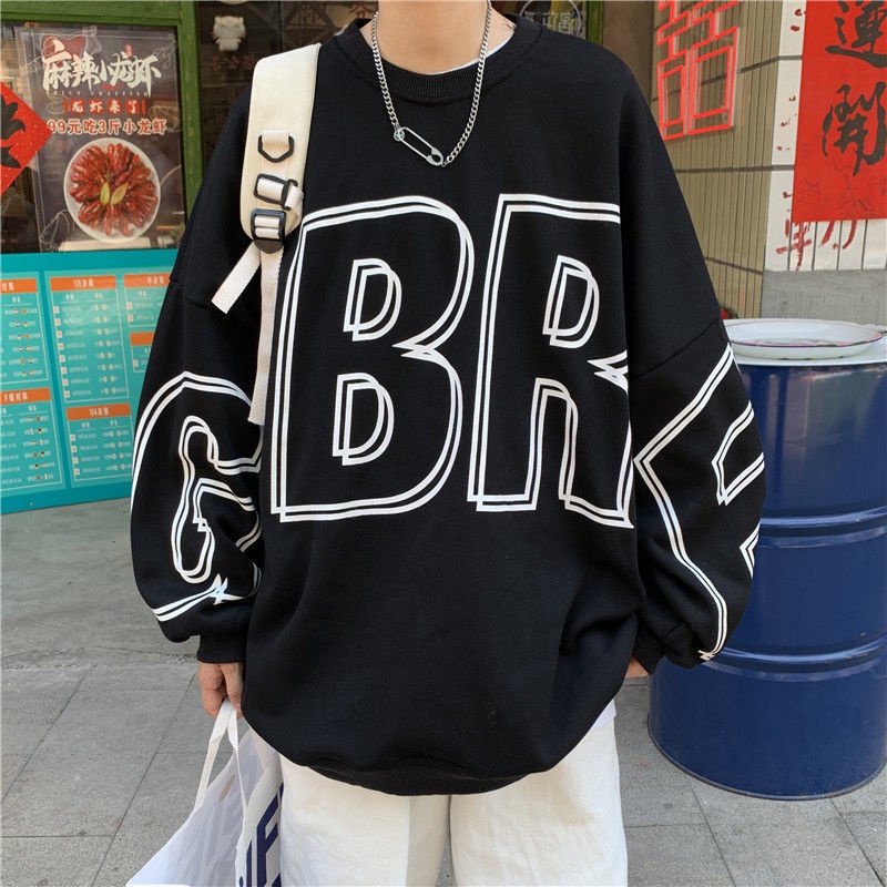 Áo sweater tay dài cổ tròn nam nữ couple form rộng BR dày thu đông nỉ ulzzang  big size