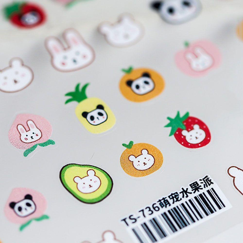 Miếng Dán Trang Trí Móng Tay Hình Gấu Trúc / Trái Cây Kiểu Nhật Hàn Xinh Xắn