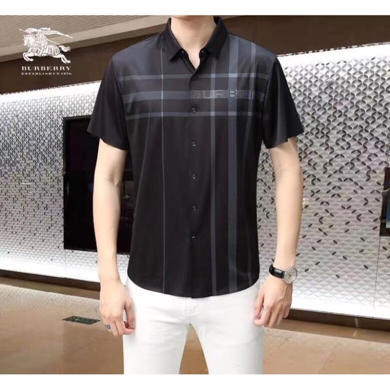 Áo sơ mi nam ngắn tay cao cấp chữ logo thương hiệu Burberry 2022 có 3 màu thời trang trẻ trung lịch lãm New