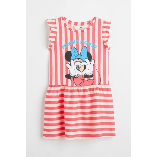 Váy sát nách kẻ đỏ Minnie cho bé gái hm size từ 12-32 cân