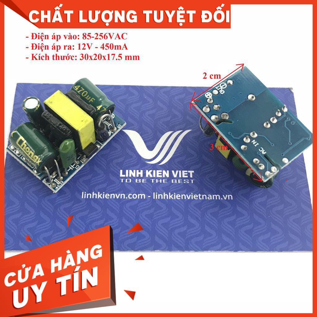 Nguồn không vỏ AC-DC Mini 12V 450mA 30x20x17.5mm